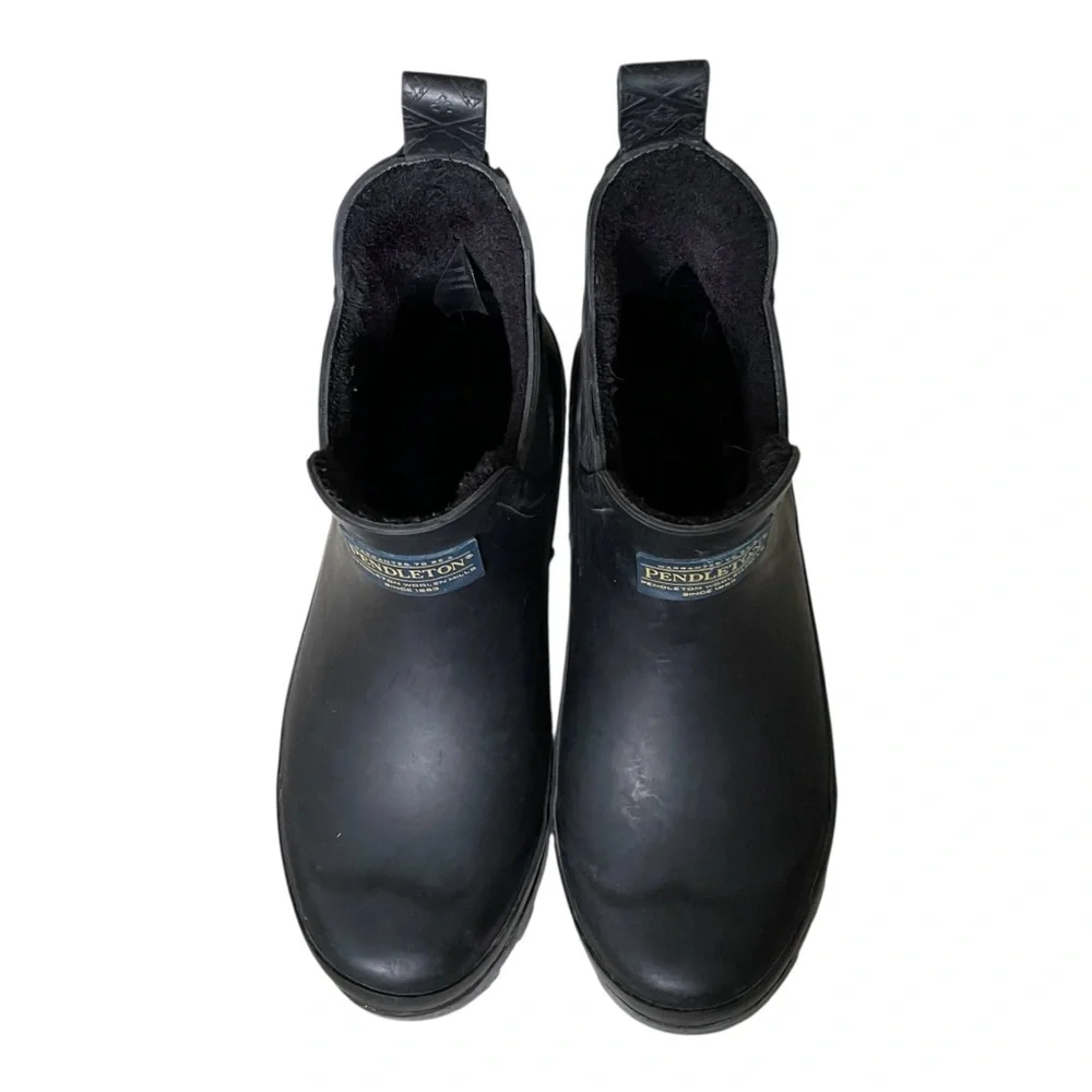 PENDLETON Lined Black Rubber Chelsea Ankle Winter Rain Boots 7